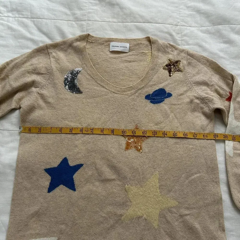 Tsumori Chisato tan sequin embroidered galaxy sweater dress - Picture 6 of 7